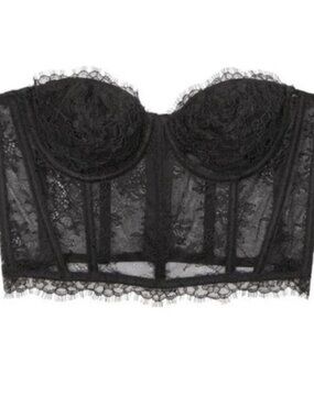 VS DREAM ANGELS LONGLINE BUSTIER BRA CHANTILLY LACE BONED CORSET 32D